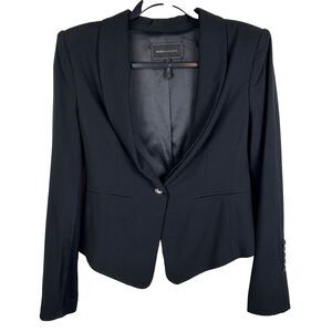 BCBGMaxazria Blazer Jacket Black Long Sleeve Button Front Career Workwear sz S